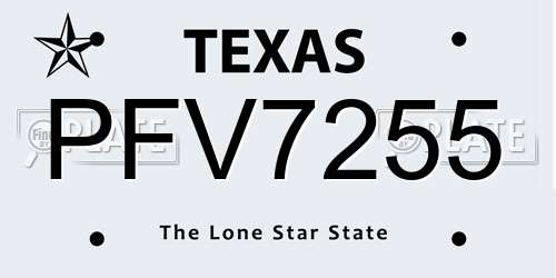 PFV7255 Texas License Plate