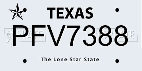 PFV7388 Texas License Plate