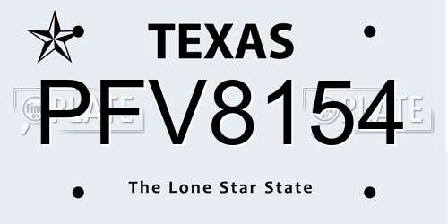 PFV8154 Texas License Plate