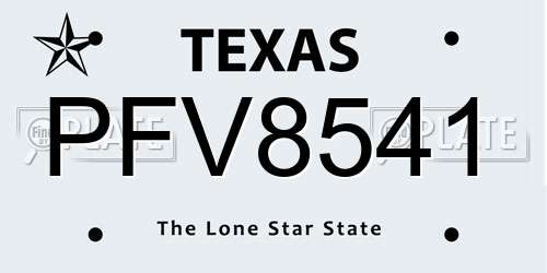 PFV8541 Texas License Plate