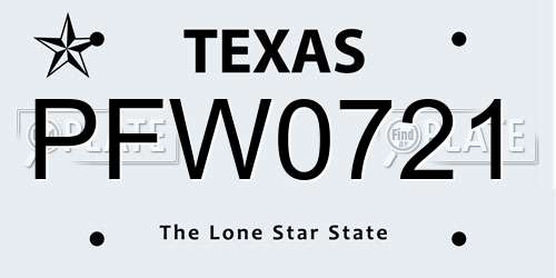 PFW0721 Texas License Plate