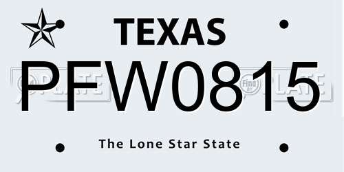 PFW0815 Texas License Plate