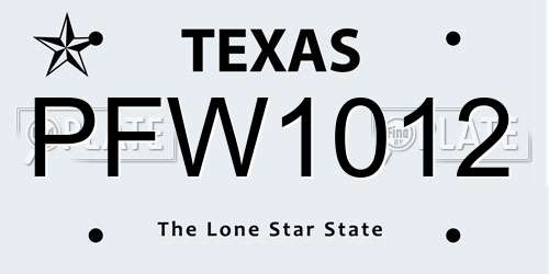 PFW1012 Texas License Plate