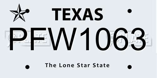 PFW1063 Texas License Plate
