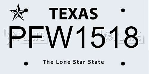 PFW1518 Texas License Plate