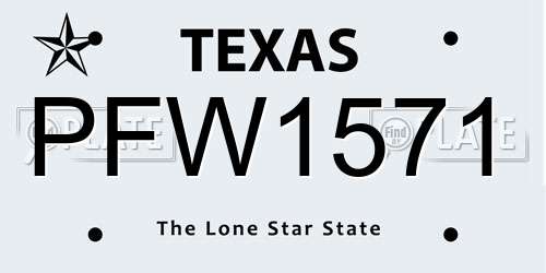 PFW1571 Texas License Plate