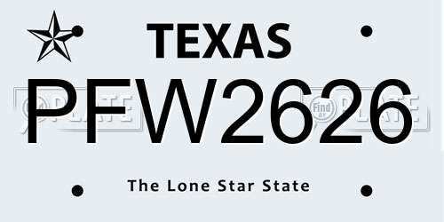 PFW2626 Texas License Plate