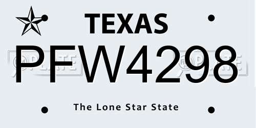 PFW4298 Texas License Plate