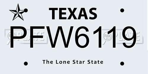 PFW6119 Texas License Plate