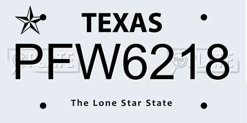 PFW6218 Texas License Plate