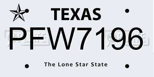 PFW7196 Texas License Plate