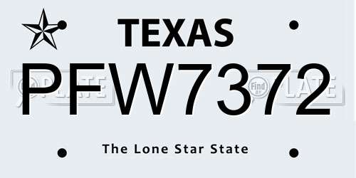 PFW7372 Texas License Plate