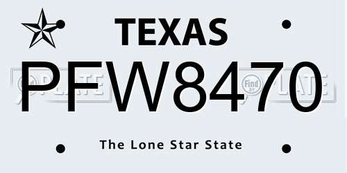 PFW8470 Texas License Plate