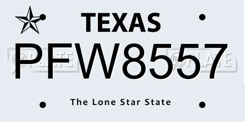 PFW8557 Texas License Plate