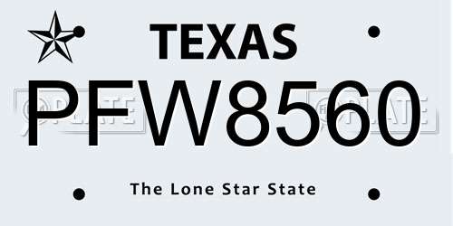 PFW8560 Texas License Plate