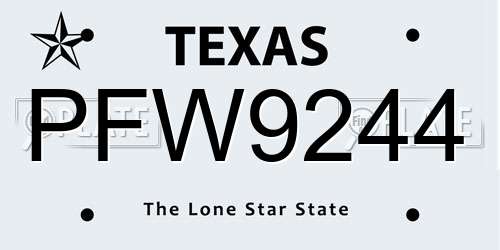 PFW9244 Texas License Plate