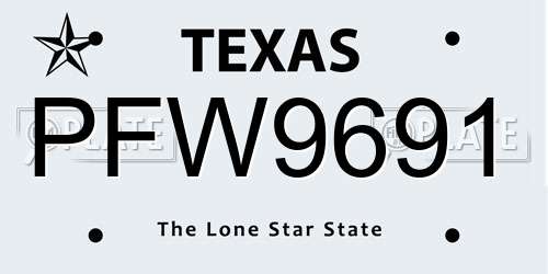 PFW9691 Texas License Plate