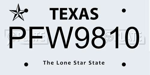 PFW9810 Texas License Plate