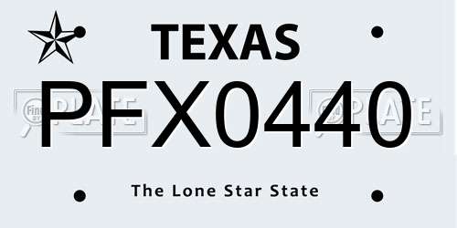 PFX0440 Texas License Plate