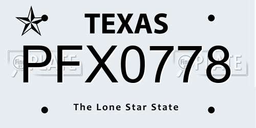 PFX0778 Texas License Plate