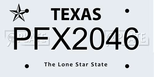 PFX2046 Texas License Plate