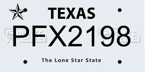PFX2198 Texas License Plate