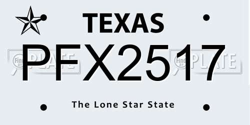 PFX2517 Texas License Plate