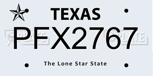 PFX2767 Texas License Plate