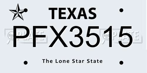 PFX3515 Texas License Plate