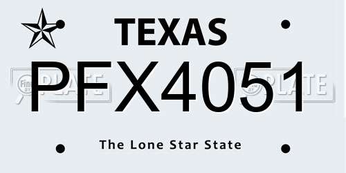 PFX4051 Texas License Plate