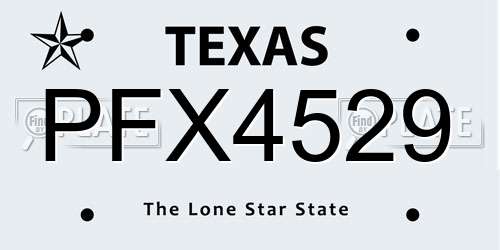PFX4529 Texas License Plate