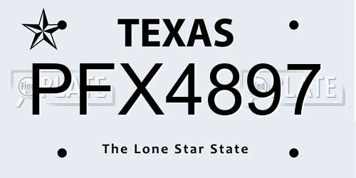 PFX4897 Texas License Plate