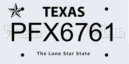 PFX6761 Texas License Plate