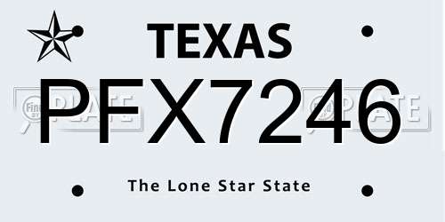 PFX7246 Texas License Plate
