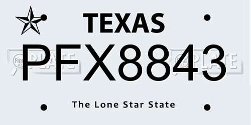 PFX8843 Texas License Plate