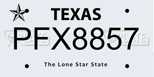 PFX8857 Texas License Plate