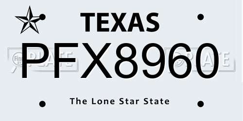 PFX8960 Texas License Plate
