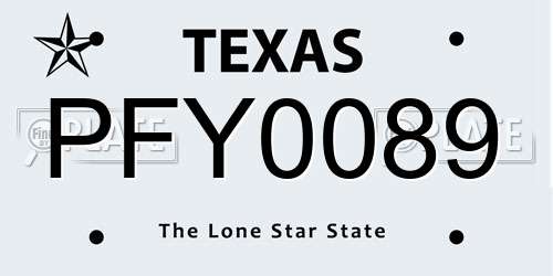 PFY0089 Texas License Plate
