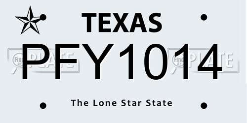 PFY1014 Texas License Plate