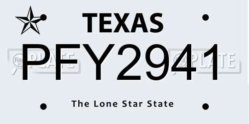 PFY2941 Texas License Plate