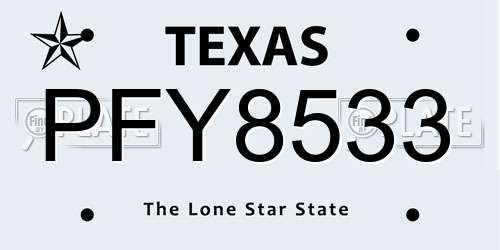 PFY8533 Texas License Plate