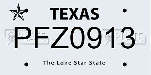 PFZ0913 Texas License Plate