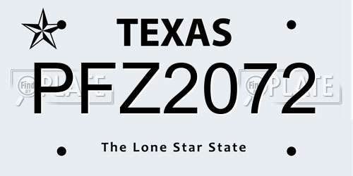 PFZ2072 Texas License Plate