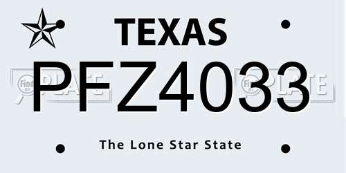PFZ4033 Texas License Plate