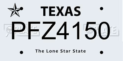 PFZ4150 Texas License Plate