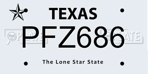 PFZ686 Texas License Plate