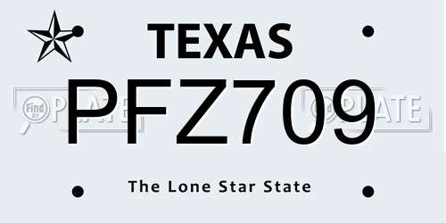 PFZ709 Texas License Plate