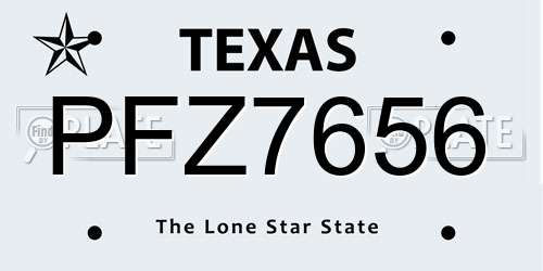PFZ7656 Texas License Plate