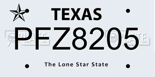 PFZ8205 Texas License Plate