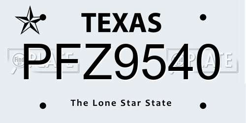 PFZ9540 Texas License Plate
